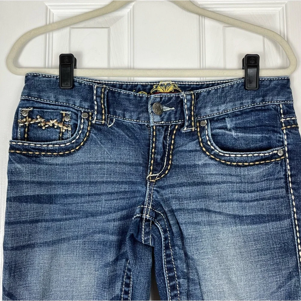 Maurices Y2K Low Rise Thick Stitch Bootcut Flare Flap Pocket Jeans